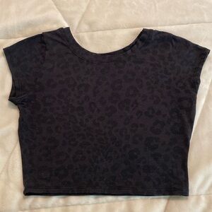 Bombshell black see through leopard crop top